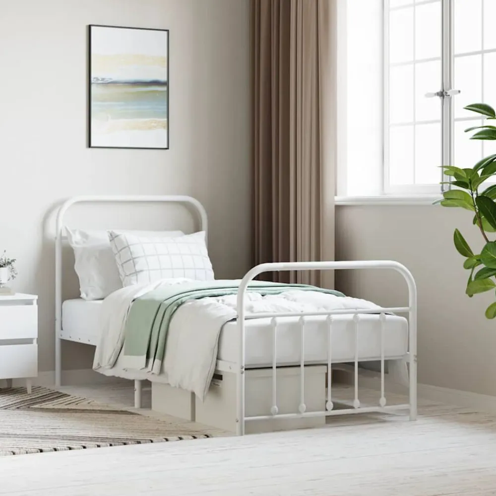 vidaXL Camas Y Accesorios-Estructura cama sin colchón con estribo metal 90x190 cm