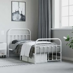 vidaXL Camas Y Accesorios-Estructura cama sin colchón con estribo metal 90x190 cm
