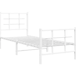 vidaXL Estructura cama sin colchón con estribo metal 75x190 cm Blanco Sale
