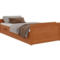 vidaXL Camas Y Accesorios-Estructura cama sin colchón madera pino marrón miel 90x200 cm