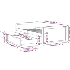 vidaXL Camas Y Accesorios-Estructura cama sin colchón madera pino marrón miel 90x200 cm