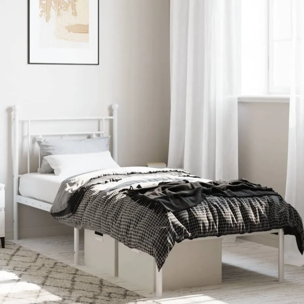 vidaXL Camas Y Accesorios-Estructura cama sin colchón con cabecero metal 75x190 cm