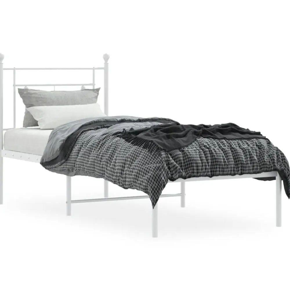 vidaXL Camas Y Accesorios-Estructura cama sin colchón con cabecero metal 75x190 cm