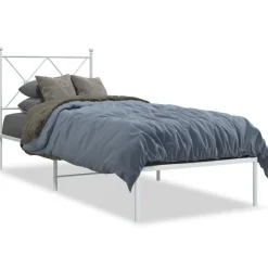 vidaXL Camas Y Accesorios-Estructura cama sin colchón con cabecero metal 75x190 cm