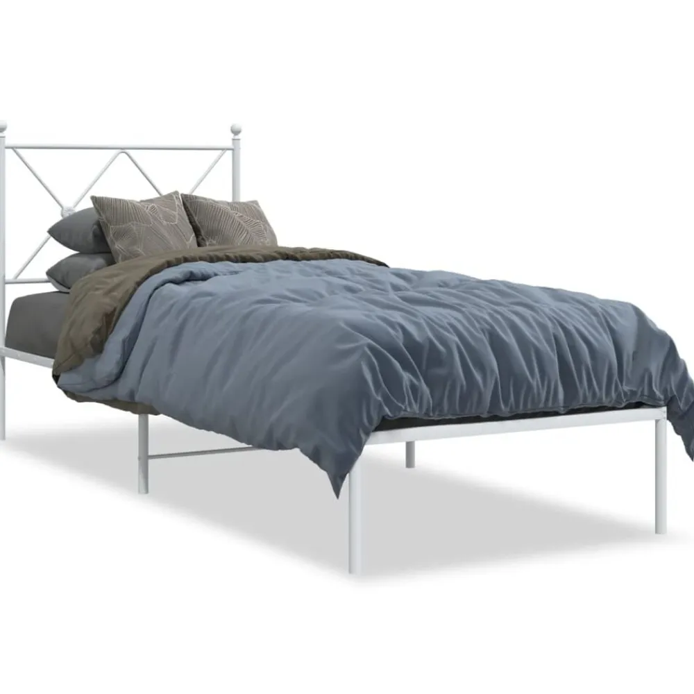 vidaXL Camas Y Accesorios-Estructura cama sin colchón con cabecero metal 75x190 cm