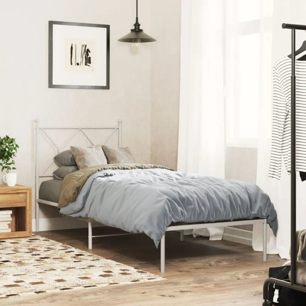 vidaXL Camas Y Accesorios-Estructura cama sin colchón con cabecero metal 75x190 cm