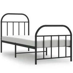 vidaXL Estructura cama sin colchón con estribo metal 75x190 cm Negro Outlet