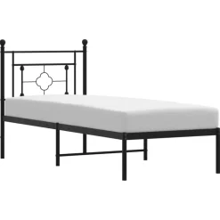 vidaXL Estructura cama sin colchón con cabecero metal 75x190 cm Negro New
