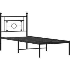 vidaXL Estructura cama sin colchón con cabecero metal 75x190 cm Negro New