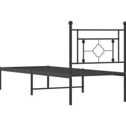 vidaXL Estructura cama sin colchón con cabecero metal 75x190 cm Negro New