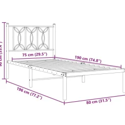 vidaXL Camas Y Accesorios-Estructura cama sin colchón con cabecero metal 75x190 cm