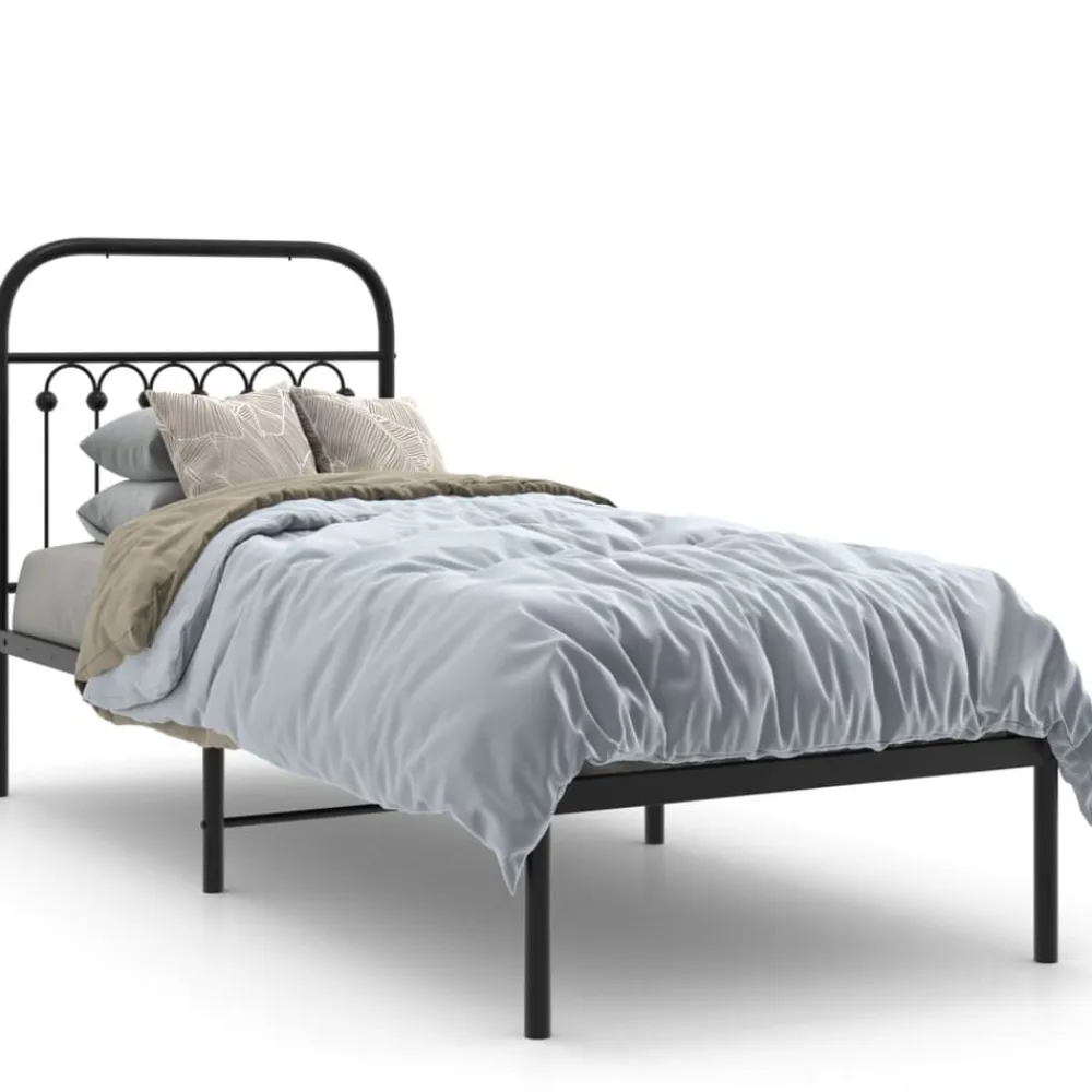 vidaXL Camas Y Accesorios-Estructura cama sin colchón con cabecero metal 75x190 cm