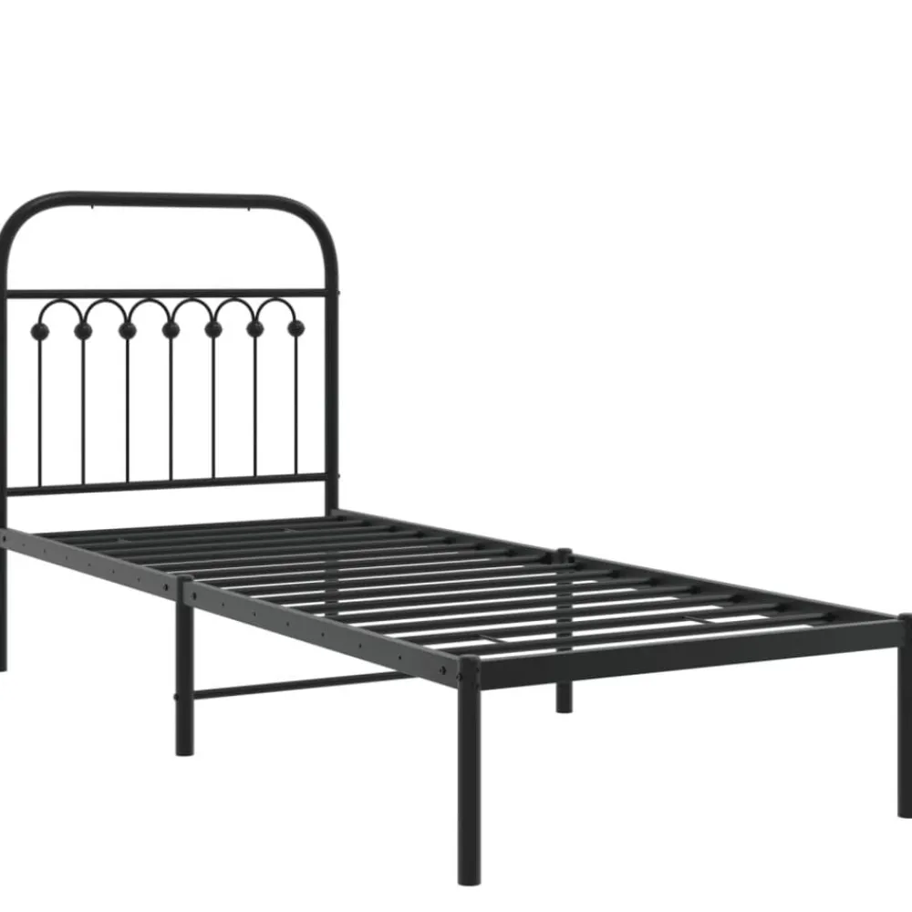 vidaXL Camas Y Accesorios-Estructura cama sin colchón con cabecero metal 75x190 cm