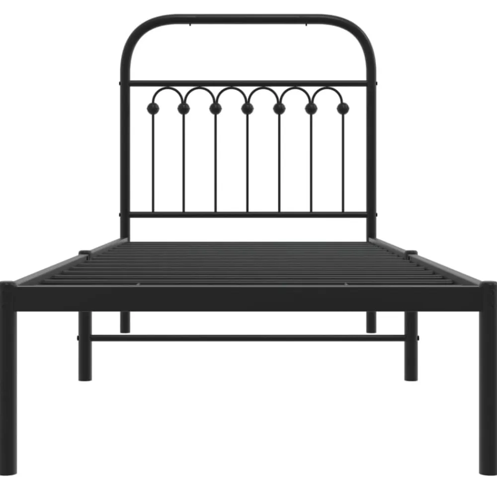 vidaXL Camas Y Accesorios-Estructura cama sin colchón con cabecero metal 75x190 cm