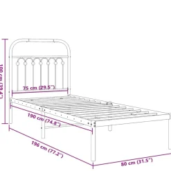 vidaXL Camas Y Accesorios-Estructura cama sin colchón con cabecero metal 75x190 cm