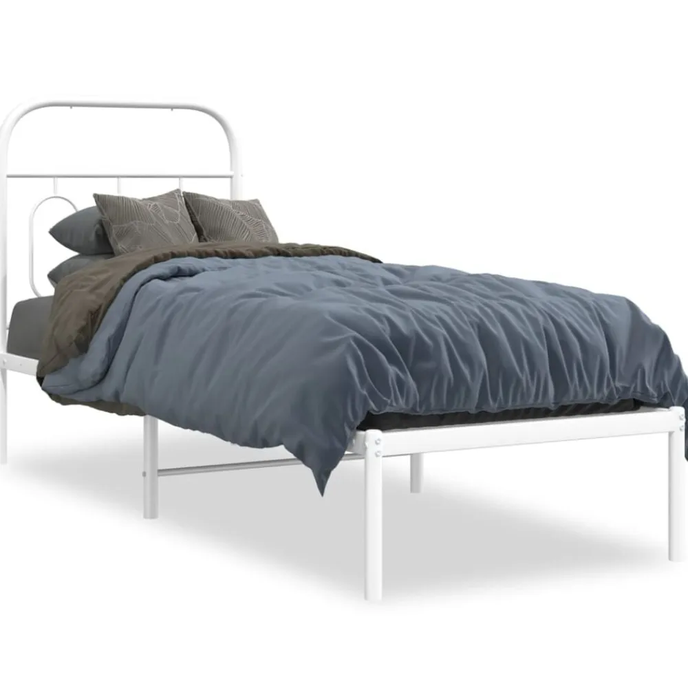 vidaXL Camas Y Accesorios-Estructura cama sin colchón con cabecero metal 75x190 cm
