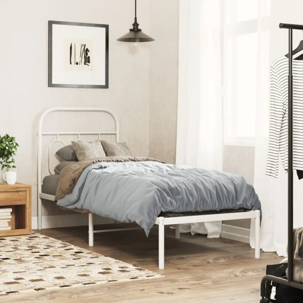 vidaXL Camas Y Accesorios-Estructura cama sin colchón con cabecero metal 75x190 cm