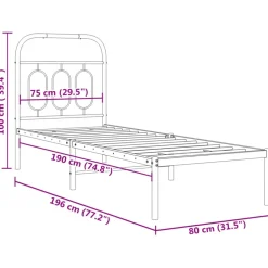 vidaXL Camas Y Accesorios-Estructura cama sin colchón con cabecero metal 75x190 cm