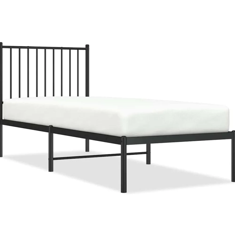 vidaXL Camas Y Accesorios-Estructura cama sin colchón con cabecero metal 75x190 cm