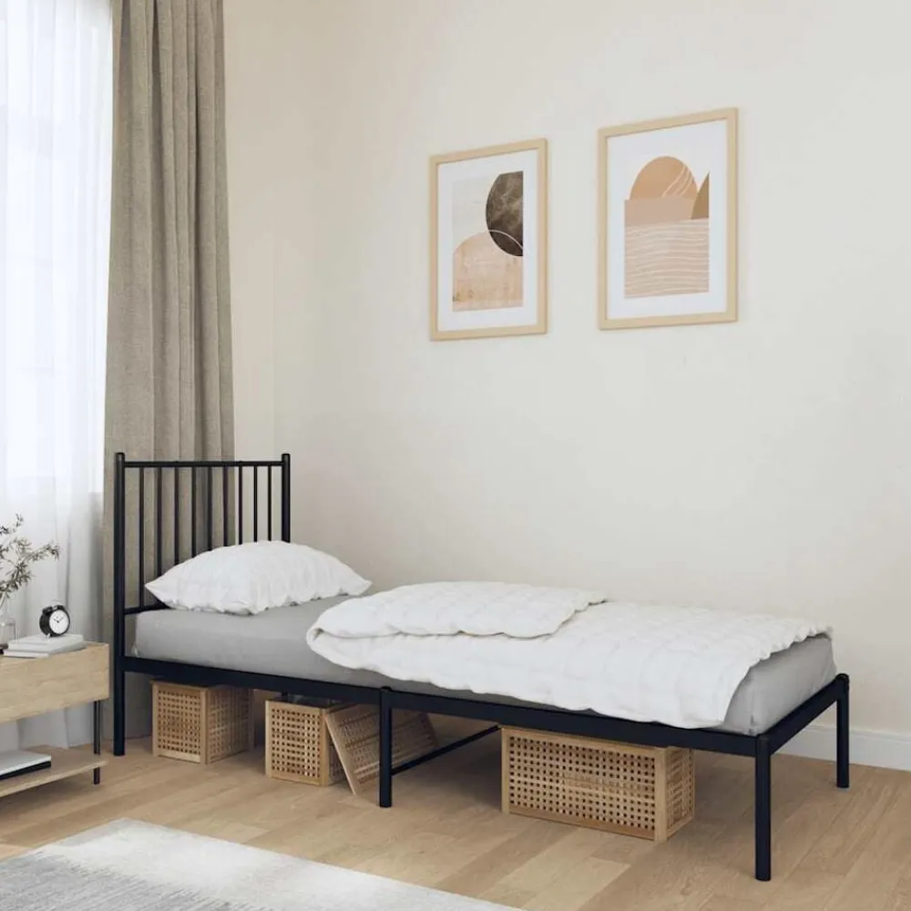 vidaXL Camas Y Accesorios-Estructura cama sin colchón con cabecero metal 75x190 cm