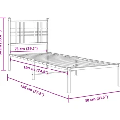 vidaXL Camas Y Accesorios-Estructura cama sin colchón con estribo metal 75x190 cm