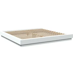vidaXL Camas Y Accesorios-Estructura cama y luces LED madera ingeniería blanca 200x200 cm