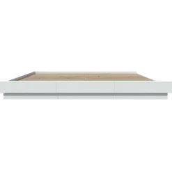 vidaXL Camas Y Accesorios-Estructura cama y luces LED madera ingeniería blanca 200x200 cm