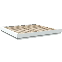 vidaXL Camas Y Accesorios-Estructura cama y luces LED madera ingeniería blanca 200x200 cm