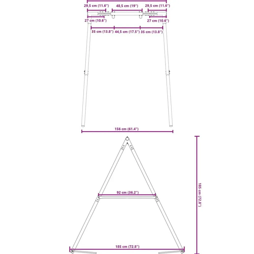 vidaXL Estructuras Para Juegos Al Aire Libre-Estructura columpio exterior ancho 156 x alto 185 cm