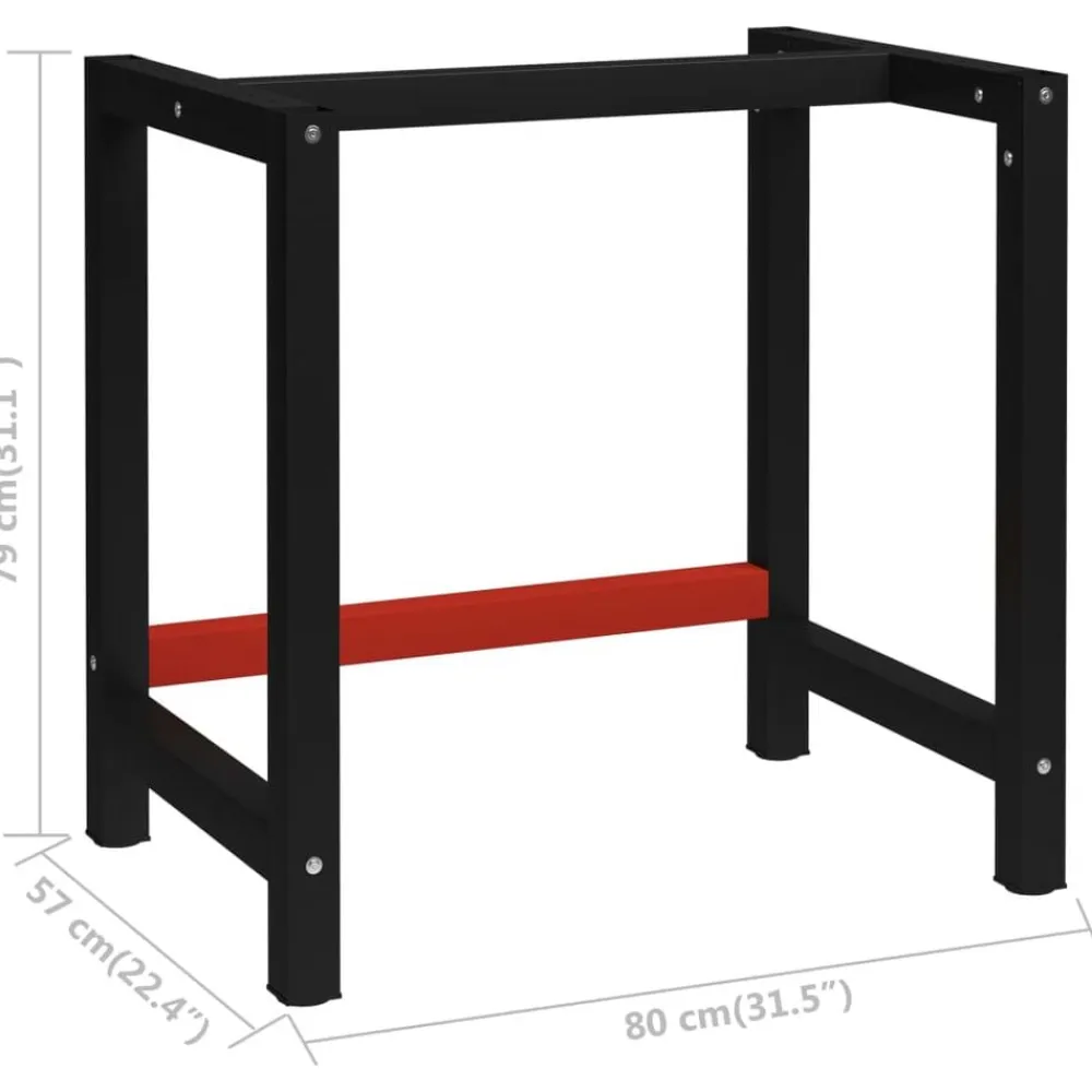 vidaXL Estructura de banco de trabajo metal negro y rojo 150x57x79 cm Best
