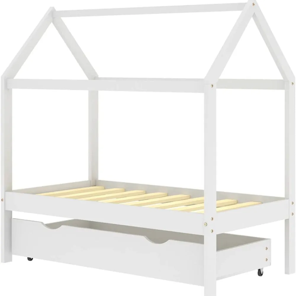 vidaXL Estructura de cama infantil y cajón madera pino blanca 70x140cm Blanco Online