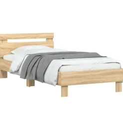 vidaXL Camas Y Accesorios-Estructura de cama cabecero luces LED 90x200 cm