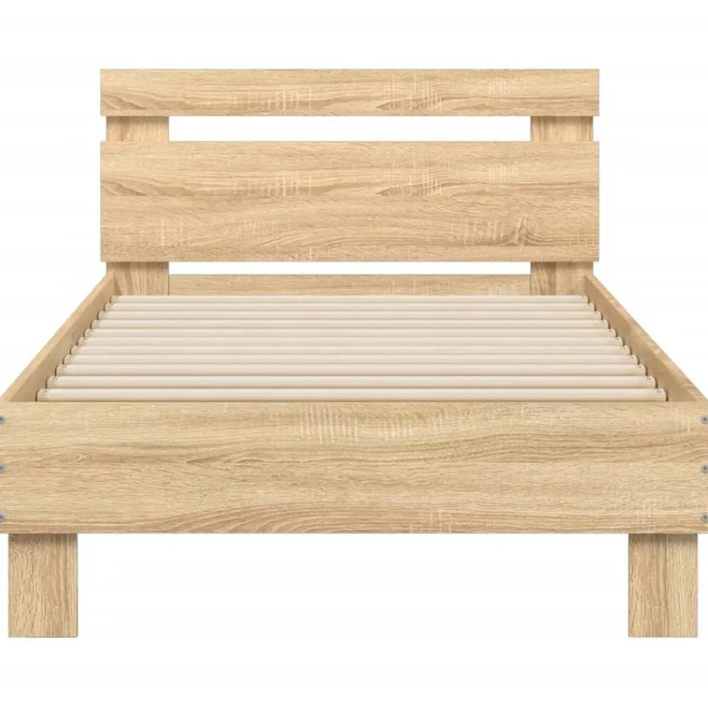 vidaXL Camas Y Accesorios-Estructura de cama cabecero luces LED 90x200 cm