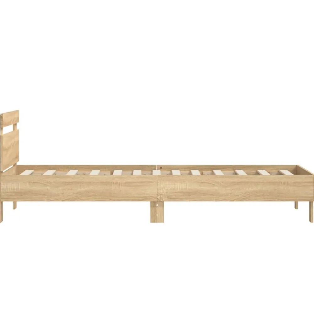 vidaXL Camas Y Accesorios-Estructura de cama cabecero luces LED 90x200 cm