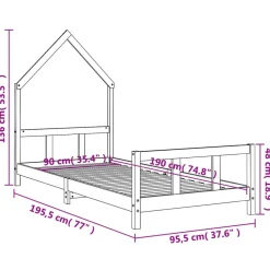 Niños vidaXL Mobiliario Para Bebés Y Niños Pequeños-Estructura de cama para niños madera de pino 90x190 cm