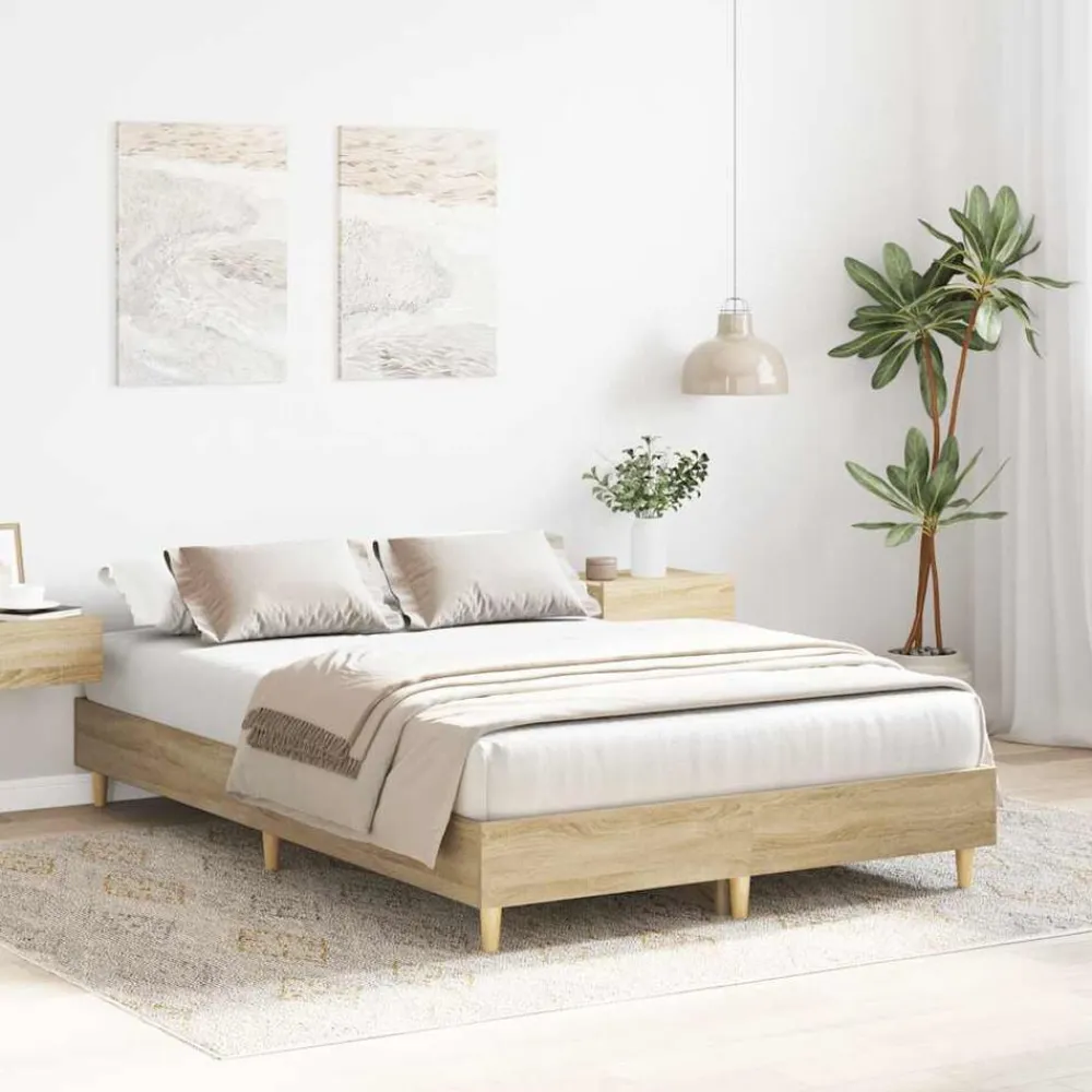 vidaXL Estructura de cama sin colchón madera 120x200 cm Roble Sonoma Discount