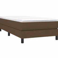 vidaXL Camas Y Accesorios-Estructura de cama con somier tela marrón oscuro 80x200 cm