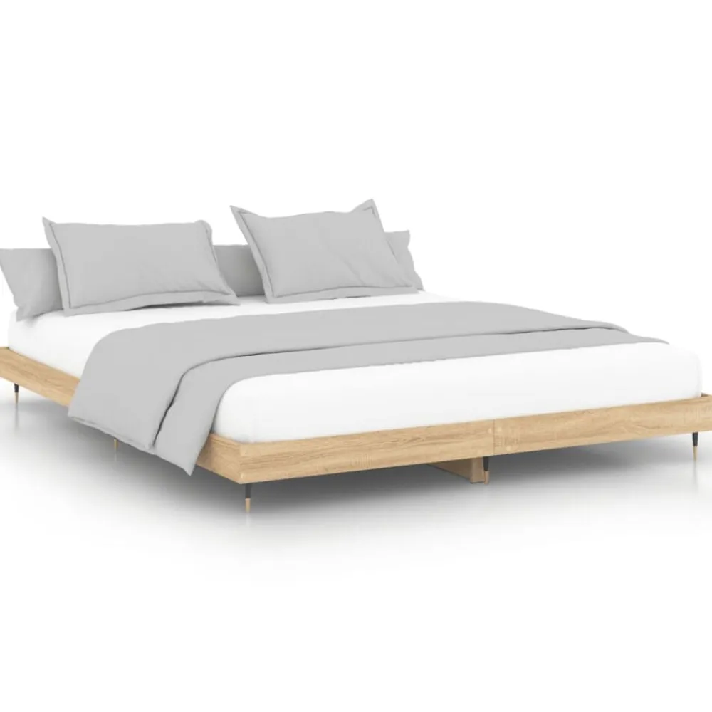 vidaXL Estructura de cama sin colchón 200x200 cm Roble Sonoma Clearance