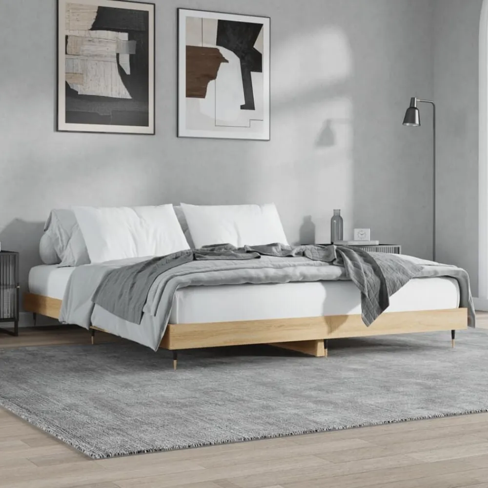 vidaXL Estructura de cama sin colchón 200x200 cm Roble Sonoma Clearance
