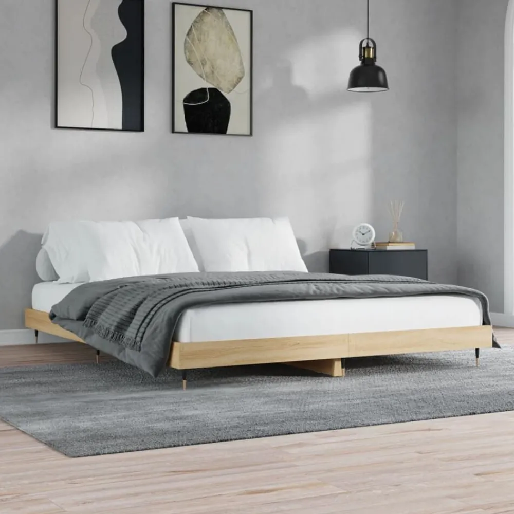vidaXL Estructura de cama sin colchón 200x200 cm Roble Sonoma Clearance