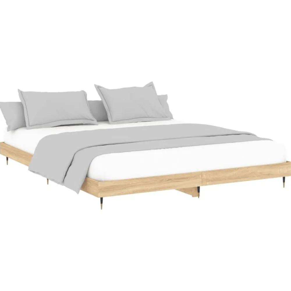 vidaXL Estructura de cama sin colchón 200x200 cm Roble Sonoma Clearance