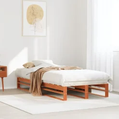 vidaXL Camas Y Accesorios-Estructura de cama sin colchón madera de pino marrón 90x200 cm