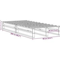 vidaXL Camas Y Accesorios-Estructura de cama sin colchón madera de pino marrón 90x200 cm