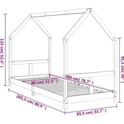 vidaXL Estructura de cama para niños madera maciza de pino 80x200 cm Natural Clearance