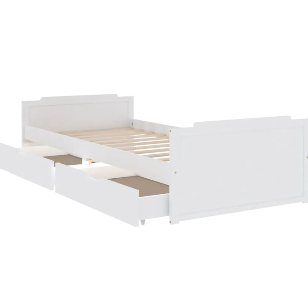 vidaXL Camas Y Accesorios-Estructura de cama sin colchón madera de pino blanca 90x200 cm