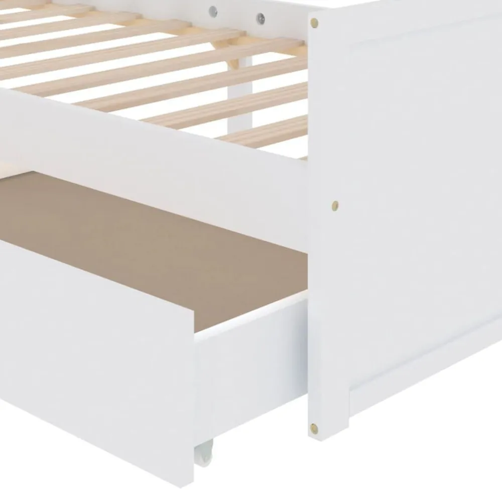 vidaXL Camas Y Accesorios-Estructura de cama sin colchón madera de pino blanca 90x200 cm