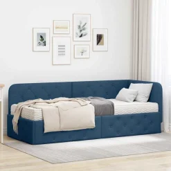 vidaXL Estructura de cama en esquina 80 x 200 cm tela Azul Outlet
