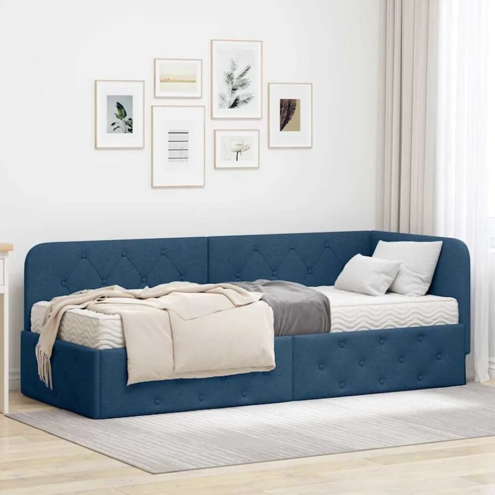 vidaXL Estructura de cama en esquina 80 x 200 cm tela Azul Outlet