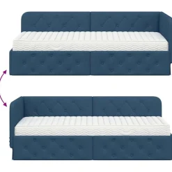 vidaXL Estructura de cama en esquina 80 x 200 cm tela Azul Outlet