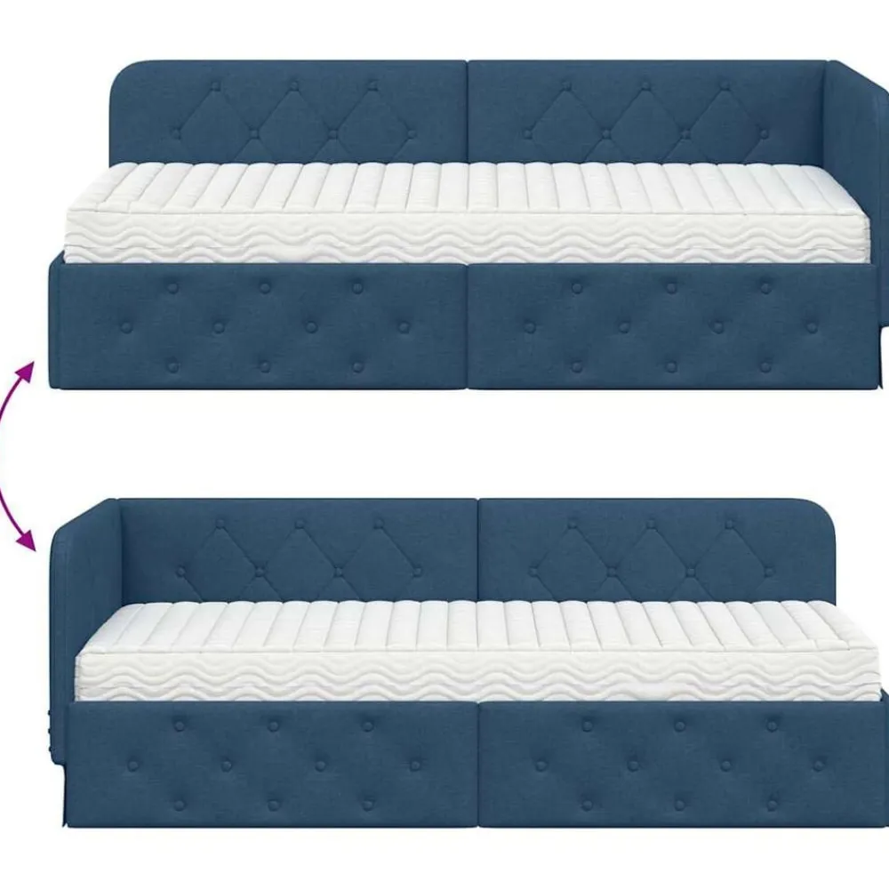 vidaXL Estructura de cama en esquina 80 x 200 cm tela Azul Outlet